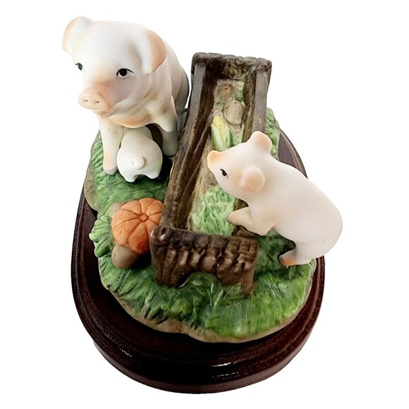 Lefton Figurine Trinket Pig Piglet Farmhouse Farm Mother Knows Best Vtg w/ Base - Picture 4 of 11
